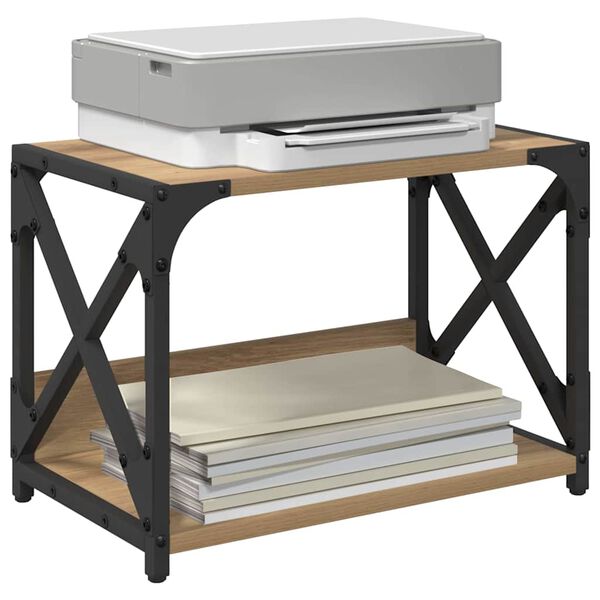 vidaXL Стойка за принтер Дъб 44 x 26 x 31.5 см Инженерно дърво