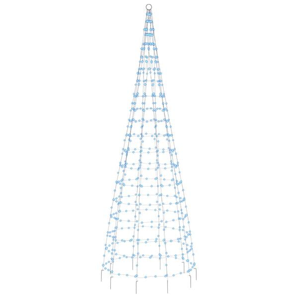 vidaXL Коледна светеща елха на флагщок 550 LED синьо 300 см
