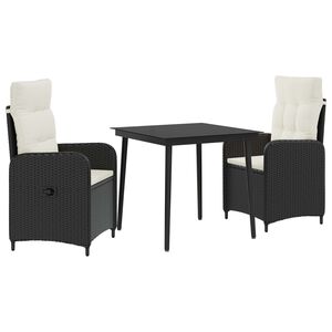 vidaXL Комплект кафе маси с възглавница 3 pcs Черно и кремаво бяло