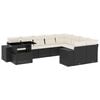 vidaXL Градински комплект диван с възглавници 10 части черен полиратан
