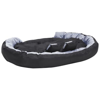 vidaXL Реверсивно и миещо се кучешко легло, сиво-черно, 150x120x25 см