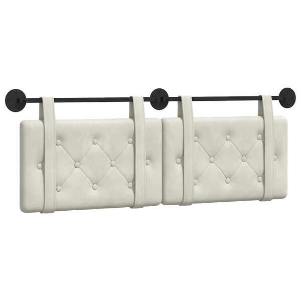 vidaXL Висяща табла Монтиране на стена Крем 150 x 55 x 5 см Кадифе