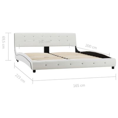 vidaXL Рамка за легло, бяла, изкуствена кожа, 160x200 cм
