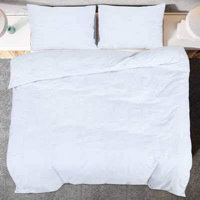 vidaXL Комплект спално бельо, бял, 220x240 см, памук