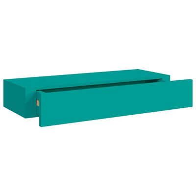 vidaXL Стенни рафтове с чекмеджета, 2 бр, сини, 60x23,5x10 см, МДФ