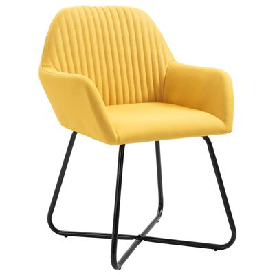 vidaXL Трапезни столове, 6 бр, жълти, плат