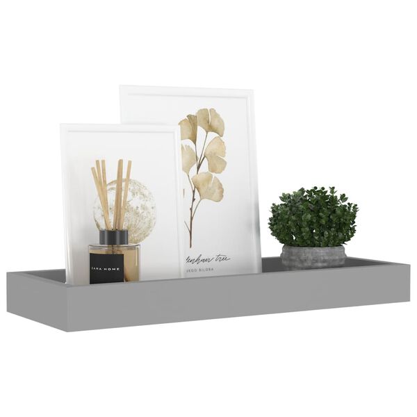 vidaXL Стенни рафтове Loggia, 4 бр, сиви, 40x15x4 см, МДФ