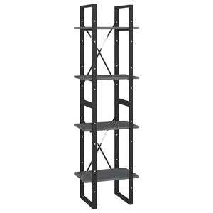 vidaXL 4-етажна библиотека, сива, 40x30x140 см, борово дърво масив