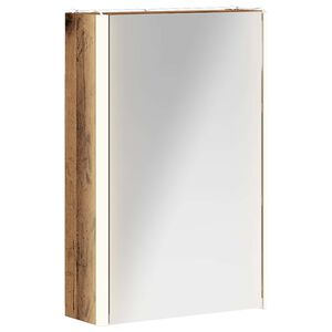 vidaXL Шкаф с огледало за баня Старо дърво 33 x 11,5 x 50 см