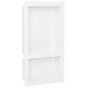 vidaXL Ниша за баня с 2 отделения, бял гланц, 41x69x9 см