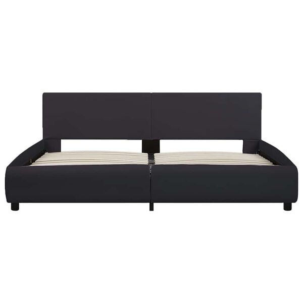 vidaXL Рамка за легло с LED, черна, изкуствена кожа, 160x200 cм