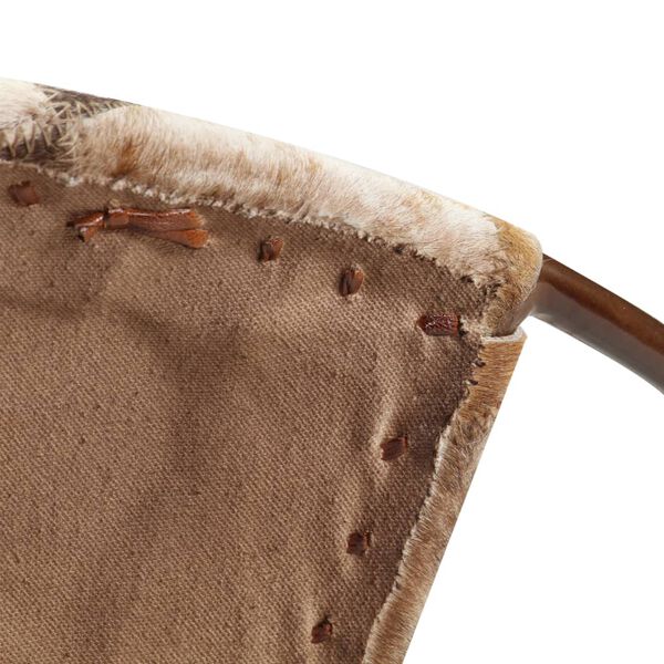 vidaXL Стол луна, кафяви ромбове, естествена кожа