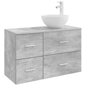 vidaXL Комплект мебели за баня 2 pcs Бетонно сиво Инженерна дървесина