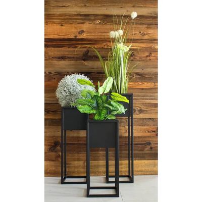 H&S Collection Саксия за цветя на стойка, метална, черна, 70 см