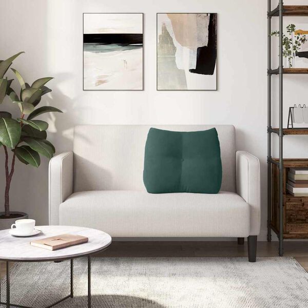 vidaXL Възглавница за гръб Тъмен зелен 60 x 24 x 50 см Кадифе