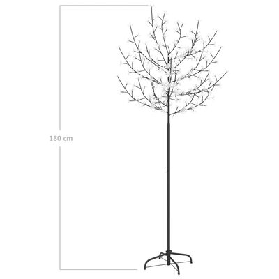 vidaXL Коледно дърво, 200 LED топло бeли, разцъфнала череша, 180 см