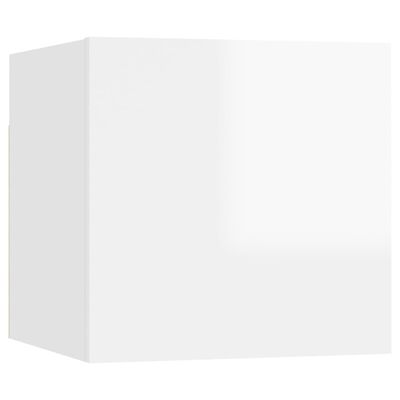 vidaXL Нощно шкафче, бял гланц, 30,5x30x30 см, ПДЧ