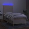 vidaXL Боксспринг легло с матрак и LED, кремава, 90x200 см, плат