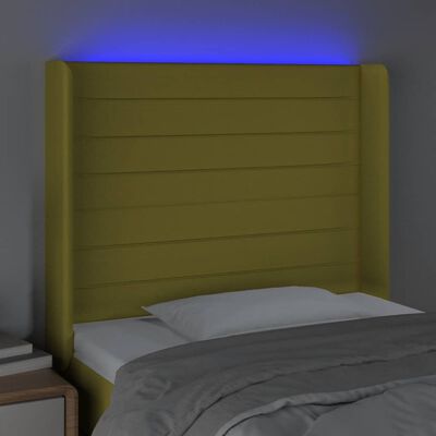 vidaXL LED горна табла за легло, зелена, 83x16x118/128 см, плат