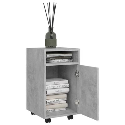 vidaXL Страничен шкаф с колелца, бетонно сив, 33x38x60 см, ПДЧ