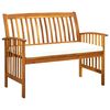 vidaXL Градинска пейка с възглавница, 119 см, акация масив