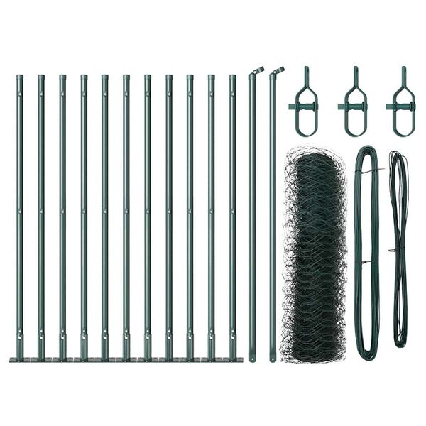 vidaXL Стълб за ограда. Зелен 25 x 0,6 м (50 мм мрежа) Стомана и PVC