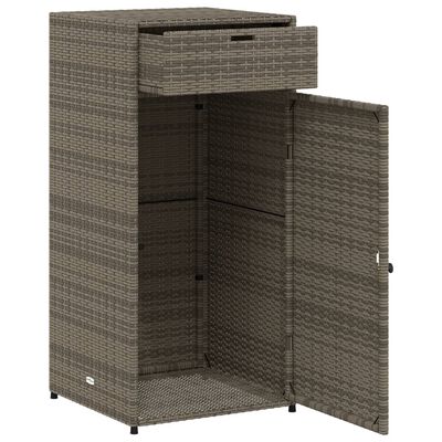 vidaXL Градински шкаф за съхранение, сив, 55x55x111 см, полиратан