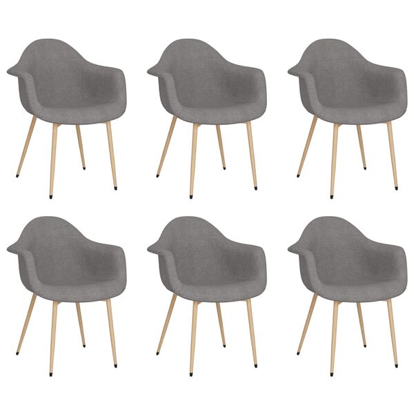 vidaXL Трапезни столове, 6 бр, светлосиви, плат