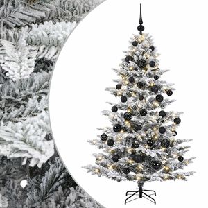 vidaXL Изкуствена коледна елха с топки 150 см 150 LED светодиода