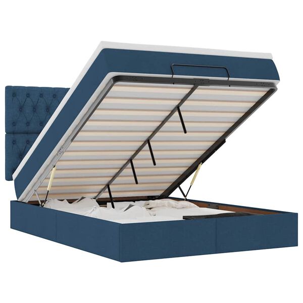 vidaXL Османска легло с матрак, синьо, 140x200 см, плат