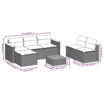 vidaXL Градински диван с възглавници 5 части бежов полиратан акация