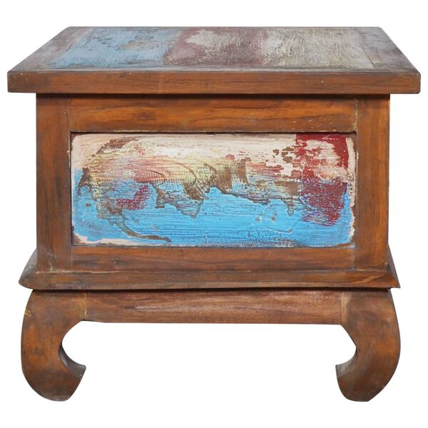 vidaXL Маса за кафе, 80x50x40 см, регенерирано тиково дърво