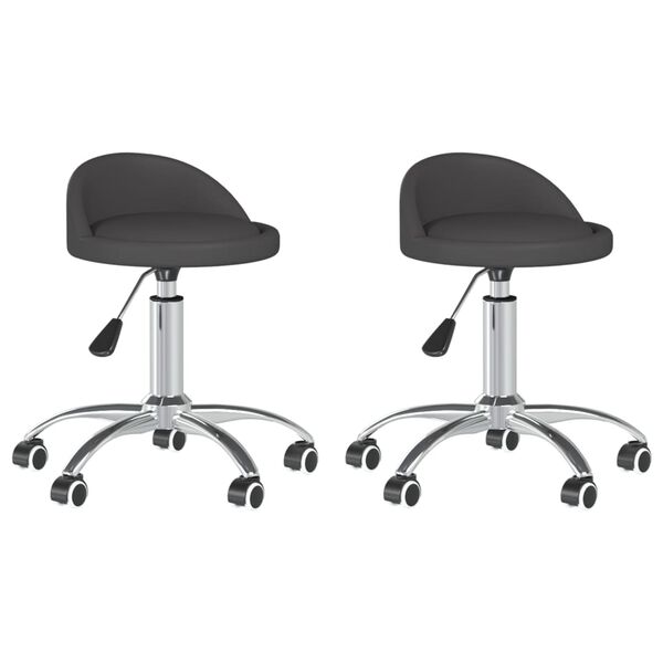 vidaXL Въртящи се трапезни столове, 2 бр, сиви, изкуствена кожа