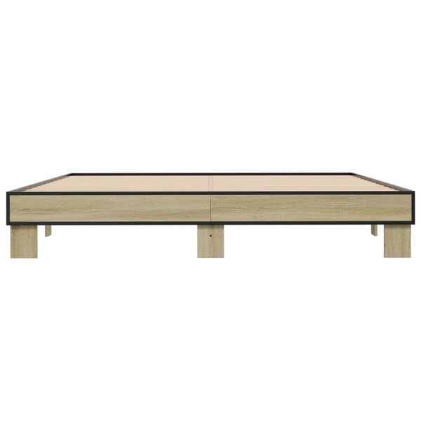vidaXL Рамка за легло, дъб сонома, 200x200 см, инженерно дърво и метал