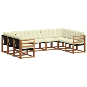 vidaXL Комплект дивани за открито 9 pcs Натурален и Крема
