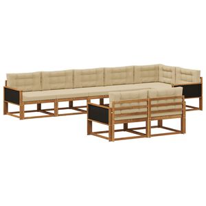 vidaXL Комплект дивани за открито 8 pcs Натурален и Бежов