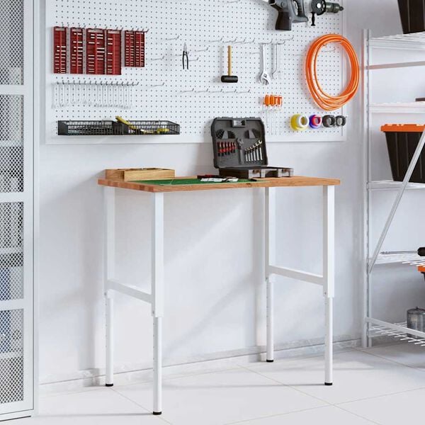 vidaXL Работна маса светлокафява Дъб от масивна дървесина