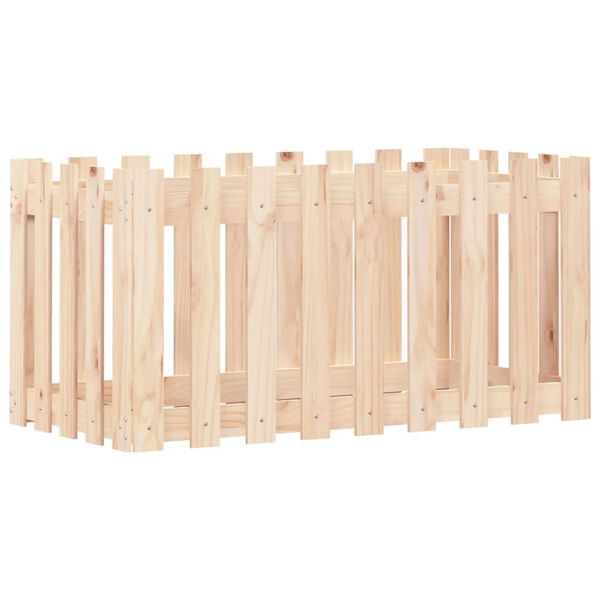 vidaXL Градинска леха с дизайн на ограда 100x50x50 см бор масив