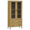 vidaXL Библиотека метални крака кафява 85x35x172,5 см дърво масив OSLO