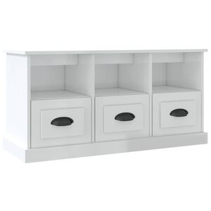 vidaXL ТВ шкаф бял гланц 100x35x50 см инженерно дърво