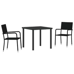 vidaXL Комплект за хранене в градината 3 pcs Черно полиратан