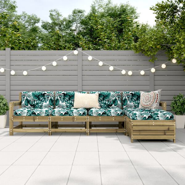 vidaXL Градински комплект диван от 5 части, импрегниран бор