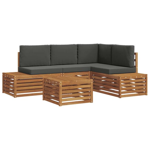 vidaXL Комплект дивани за открито 5 Брой Натурален и Антрацит