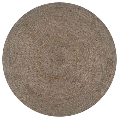 vidaXL Ръчно тъкан килим от юта, кръгъл, 120 см, сив