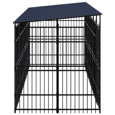 vidaXL Дворна клетка за кучета с покрив, стомана, 11,06 м²