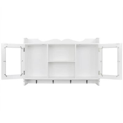 Бяла МДФ стенна полица/шкаф за съхранение на книги/DVD/очила