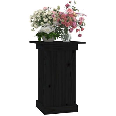 vidaXL Поставка за цветя, черен, 40x40x60 см, бор масив