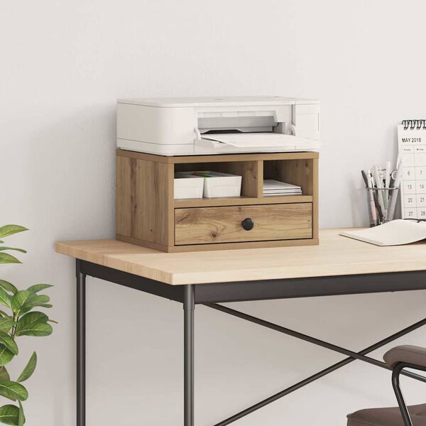 vidaXL Стойка за принтер Дъб 40 x 32 x 24 см Инженерно дърво