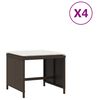 vidaXL Външни табуретки с възглавници 4 бр кафяв 40x40x35 см полиратан