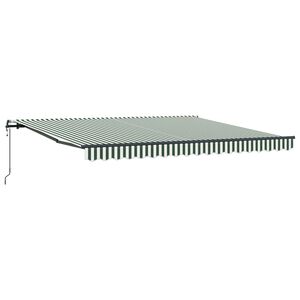 vidaXL Прибираща се тента Зелен и бял 400 &times; 350 cm Тъкан и алуминий